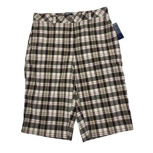 Karen Scott Women's Plaid Bermuda Shorts Pink Brown White Size 10 NWT